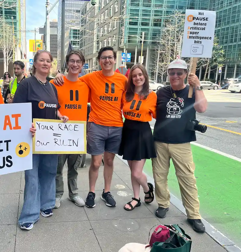 PauseAI US volunteers at Stop The AI Race march
