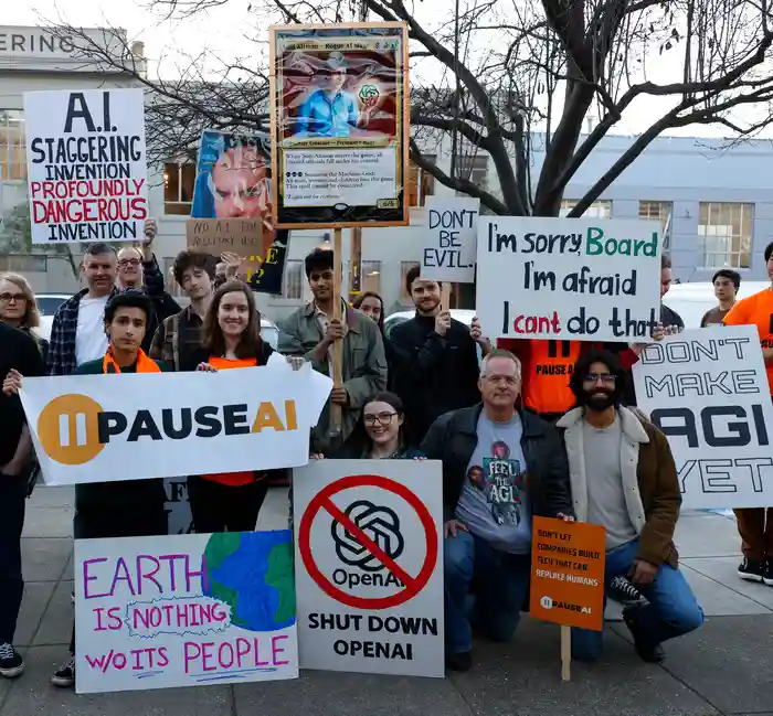 First AI safety protest outside OpenAI, 2023