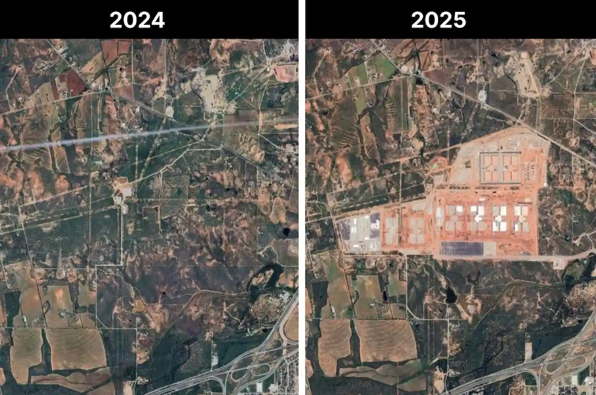 Satellite view of OpenAI's Stargate data center construction site
