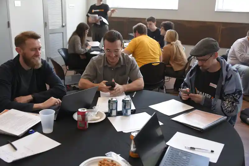 Volunteers at workshop